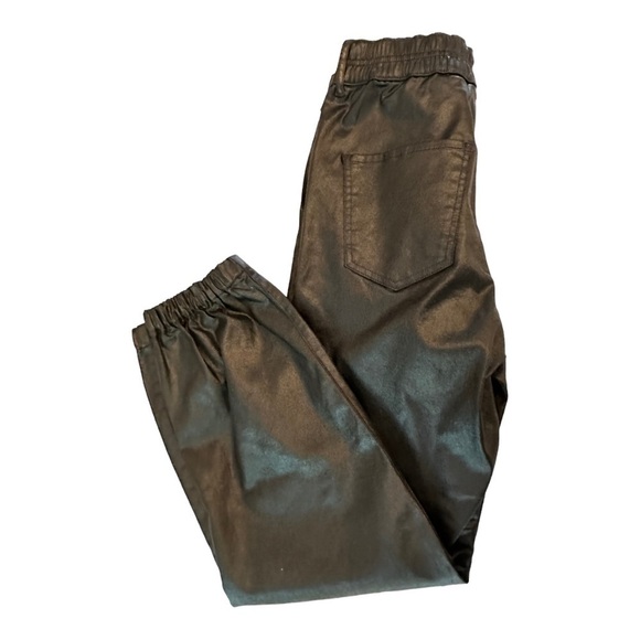 Express NWT Super High Rise Black Shiny Denim Joggers - Picture 4 of 6